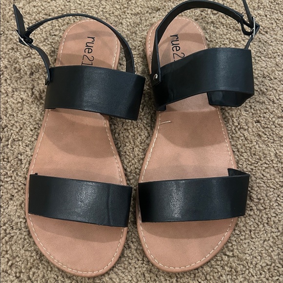 New! Rue21 Black Strappy Sandals - Picture 1 of 5